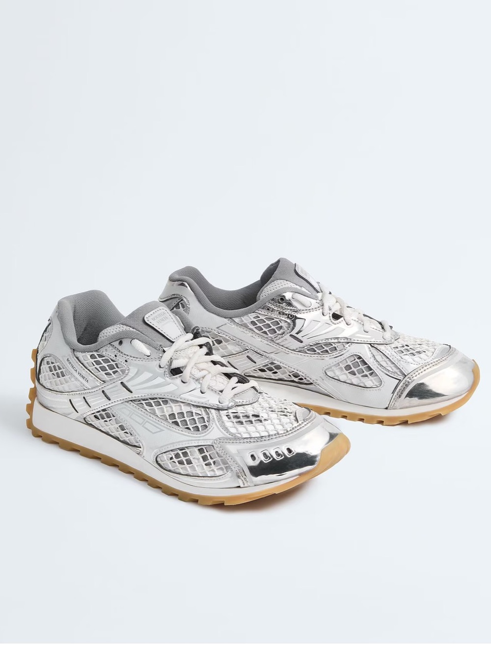 Bottega Veneta Metallic Mesh Orbit Sneakers. BRAND NEW NEVER WORN